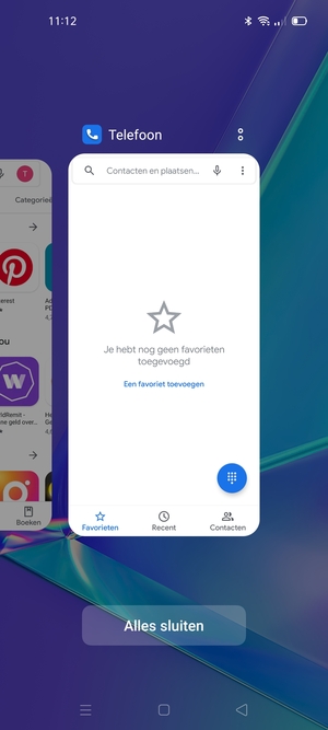 Selecteer Alles sluiten om alle actieve apps te sluiten