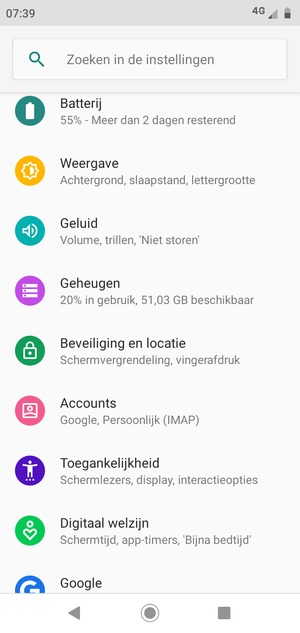 Scroll naar en selecteer Beveiliging en locatie