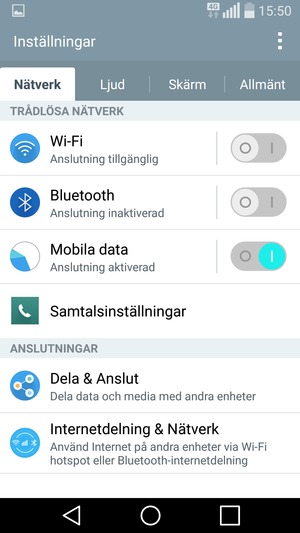 Välj Nätverk och Internetdelning & Nätverk