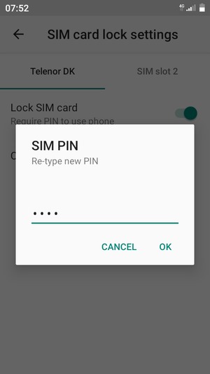 Confirm your new SIM PIN and select OK