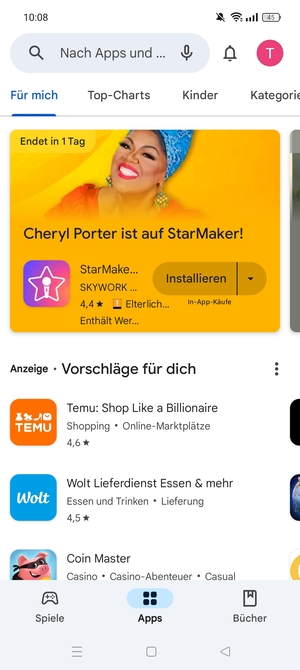 Wählen Sie die Suchleiste