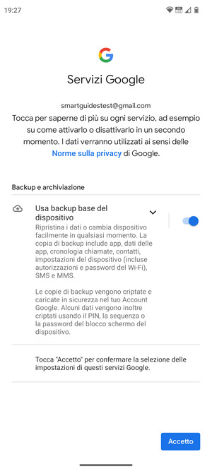 Seleziona Accetto