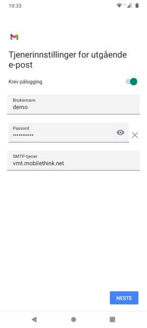 Skriv inn utgående serveradresse