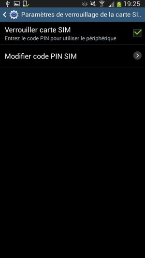 Sélectionnez Modifier code PIN SIM