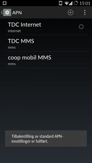Telefonen din vil tilbakestilles til standard internett-og MMS-innstillinger