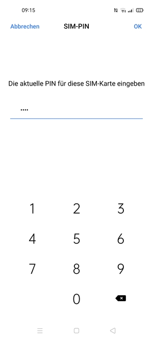 Geben Sie aktuelle PIN für die SIM-Karte ein und wählen Sie OK