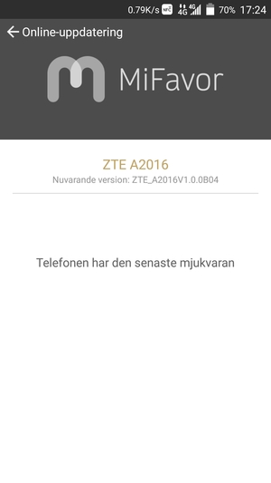 Om din telefon är uppdaterad, kommer du att se följande skärm