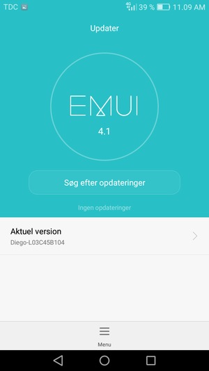 Hvis din telefon er opdateret, vil du se følgende skærmbillede