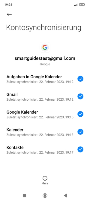 Stellen Sie sicher, dass Kontakte ausgewählt ist