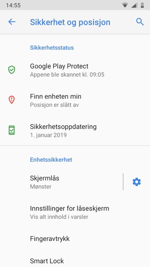Telefonen din er nå sikret med en skjermlås.