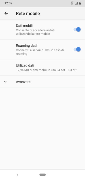 Attiva o disattiva Roaming dati