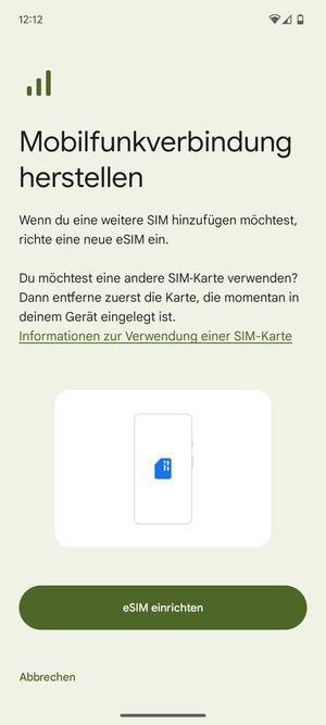 Wählen Sie eSIM einrichten