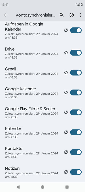 Stellen Sie sicher, dass Kontakte ausgewählt ist
