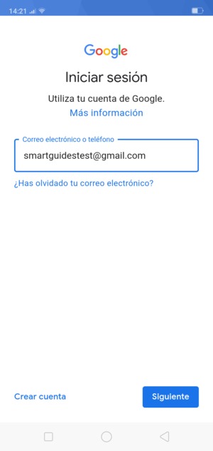 Introduzca su dirección de Gmail y seleccione Siguiente