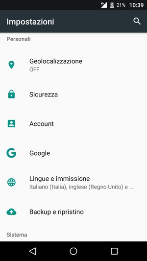 Scorri e seleziona Sicurezza