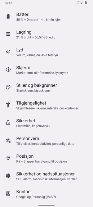 Bla til og velg Sikkerhet