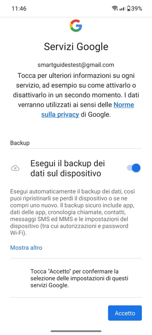 Seleziona Accetto