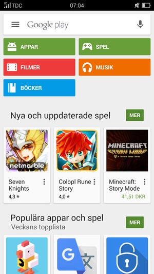 Tryck på sökfältet