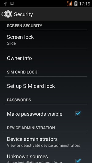Select Screen lock
