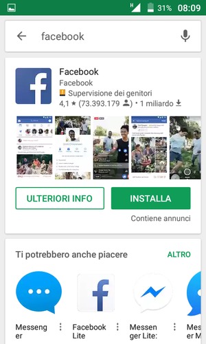Seleziona l'applicazione