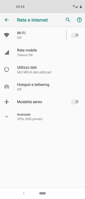 Seleziona Rete mobile