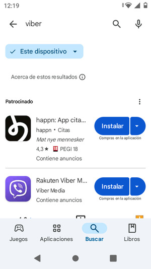 Seleccione la aplicación