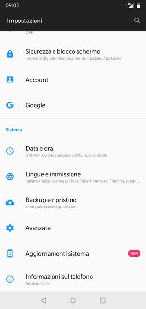 Torna al menu Impostazioni e seleziona Account