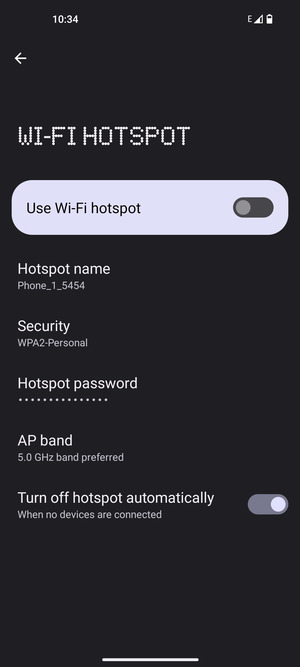 Select Hotspot password