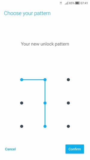 Draw the unlock pattern again and select Confirm