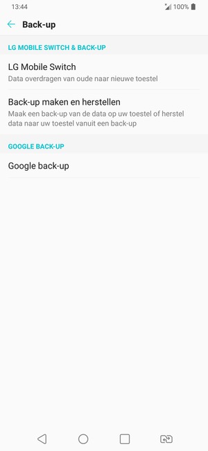 Selecteer Google back-up