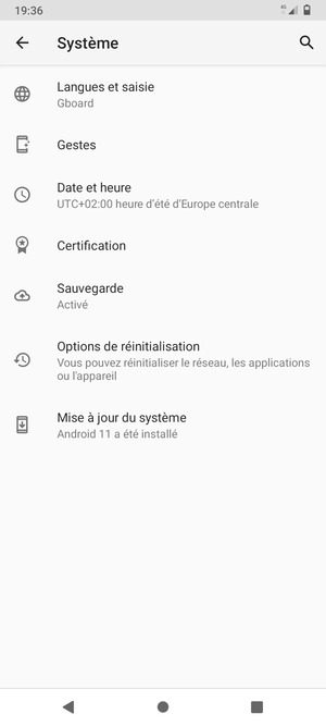 Sélectionnez Mise à jour du système