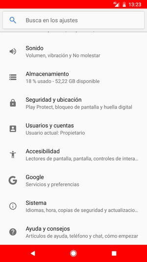 Desplácese y seleccione Seguridad y ubicación