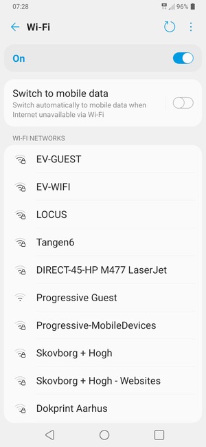 Select the wireless network you want to connect to