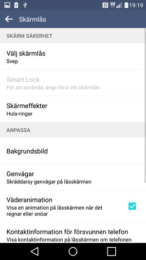Välj Välj skärmlås