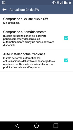 Seleccione Compruebe si existe nuevo SW