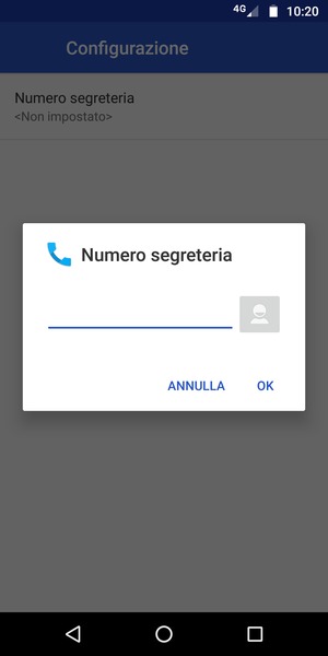 Inserisci Numero segreteria e seleziona OK