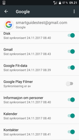 Forsikre deg om at Kontakter er valgt