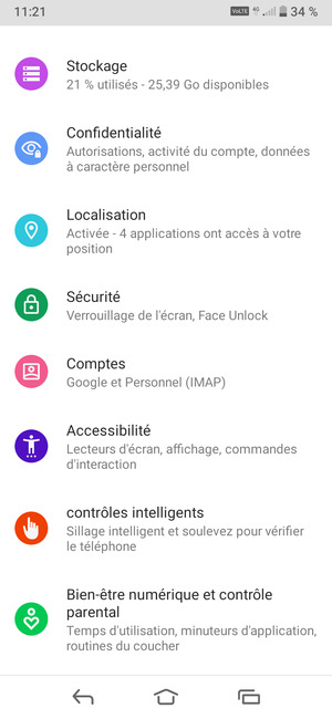 Faites défiler et sélectionnez Comptes