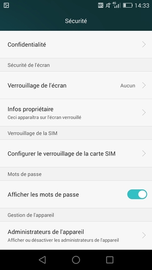 Sélectionnez Configurer le verroillage de la carte SIM