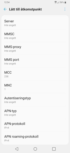 Scrolla ner och ange MMS-information