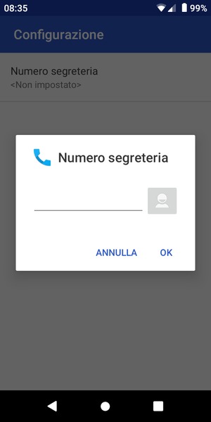 Inserisci Numero segreteria e seleziona OK