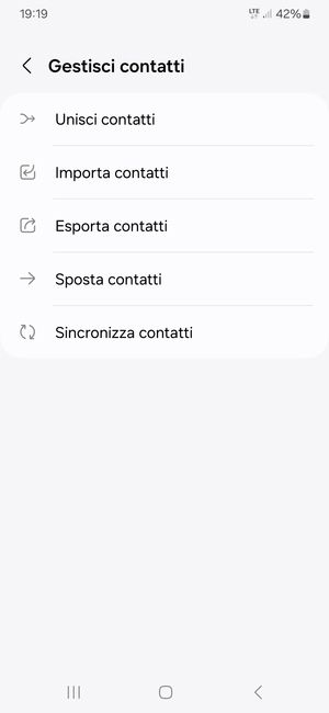 Seleziona Importa  contatti