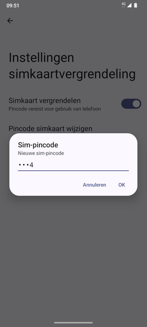 Voer uw Nieuwe sim-pincode in en selecteer OK