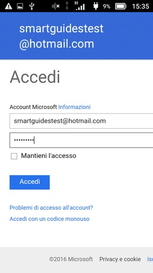 Inserisci la tua password e seleziona Accedi