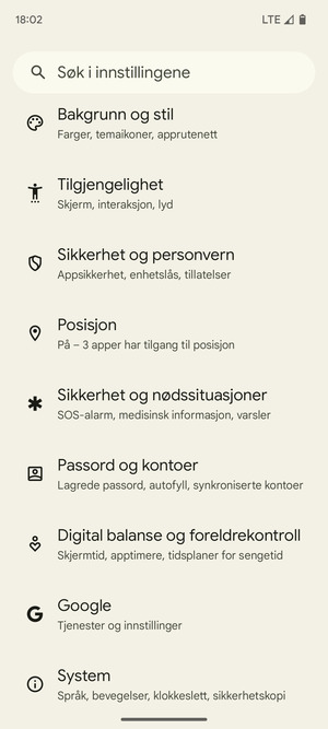 Bla til og velg Passord og kontoer