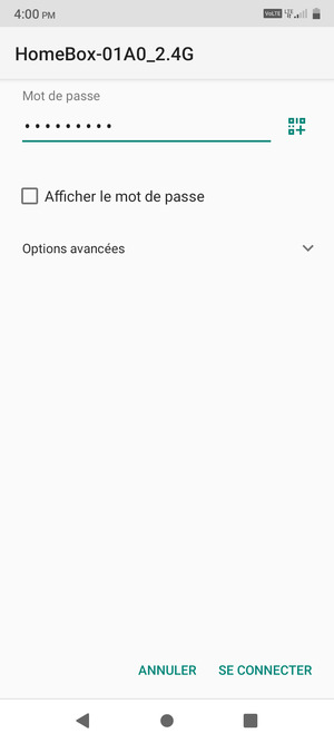 Saisissez le mot de passe du Wi-Fi et sélectionnez SE CONNECTER