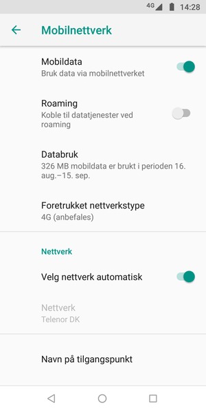 Slå Velg nettverk automatisk av