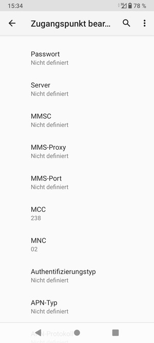 Scrollen Sie nach unten und geben Sie MMS-Informationen ein