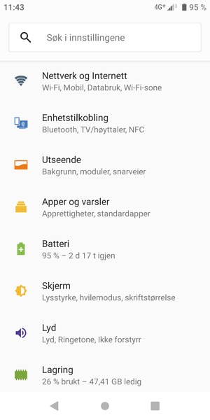 Velg Nettverk og Internett