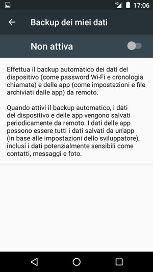 Attiva Backup dei miei dati